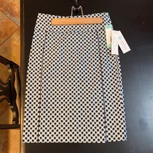 Margaret M pencil skirt. green, black, & white.